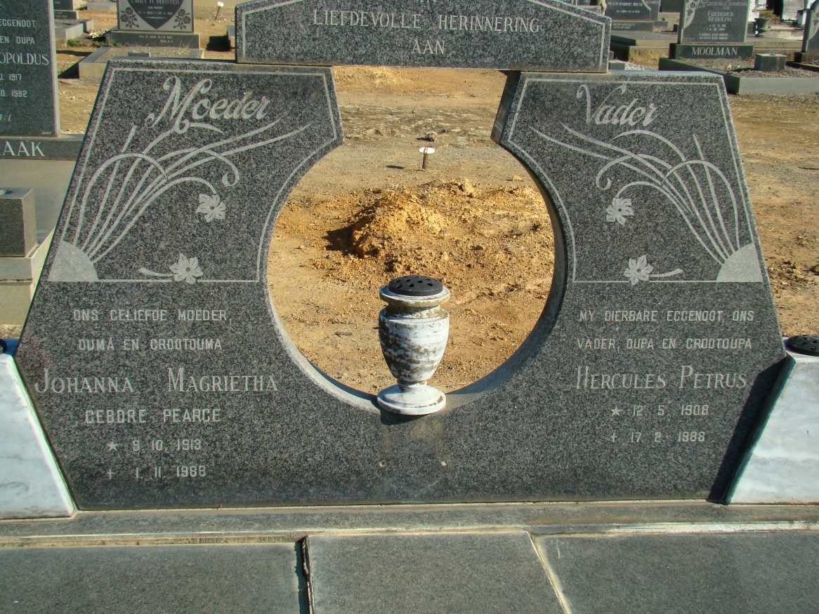HERBST Hercules Petrus 1908-1988 &amp; Johanna Magrietha PIERCE 1913-1988