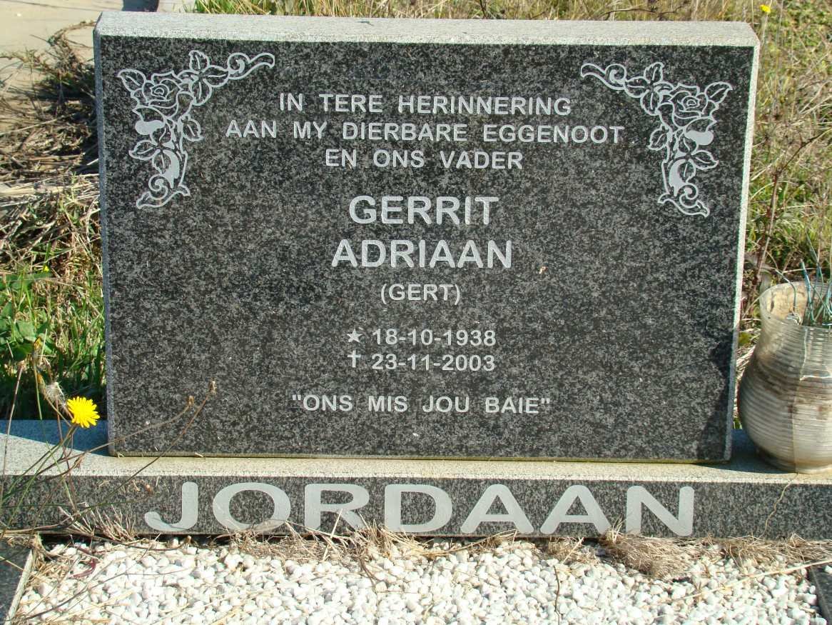 JORDAAN Gerrit Adriaan 1938-2003