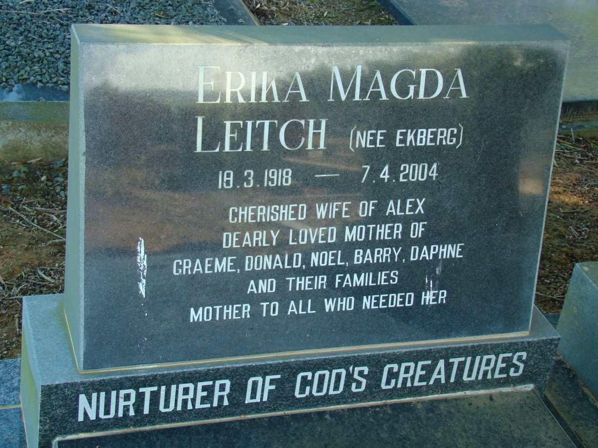 LEITCH Erica Magda neé EKBERG 1918-2004