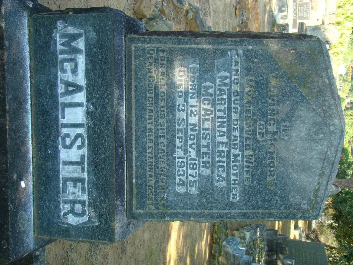 McALISTER Martina Erica 1875-1934
