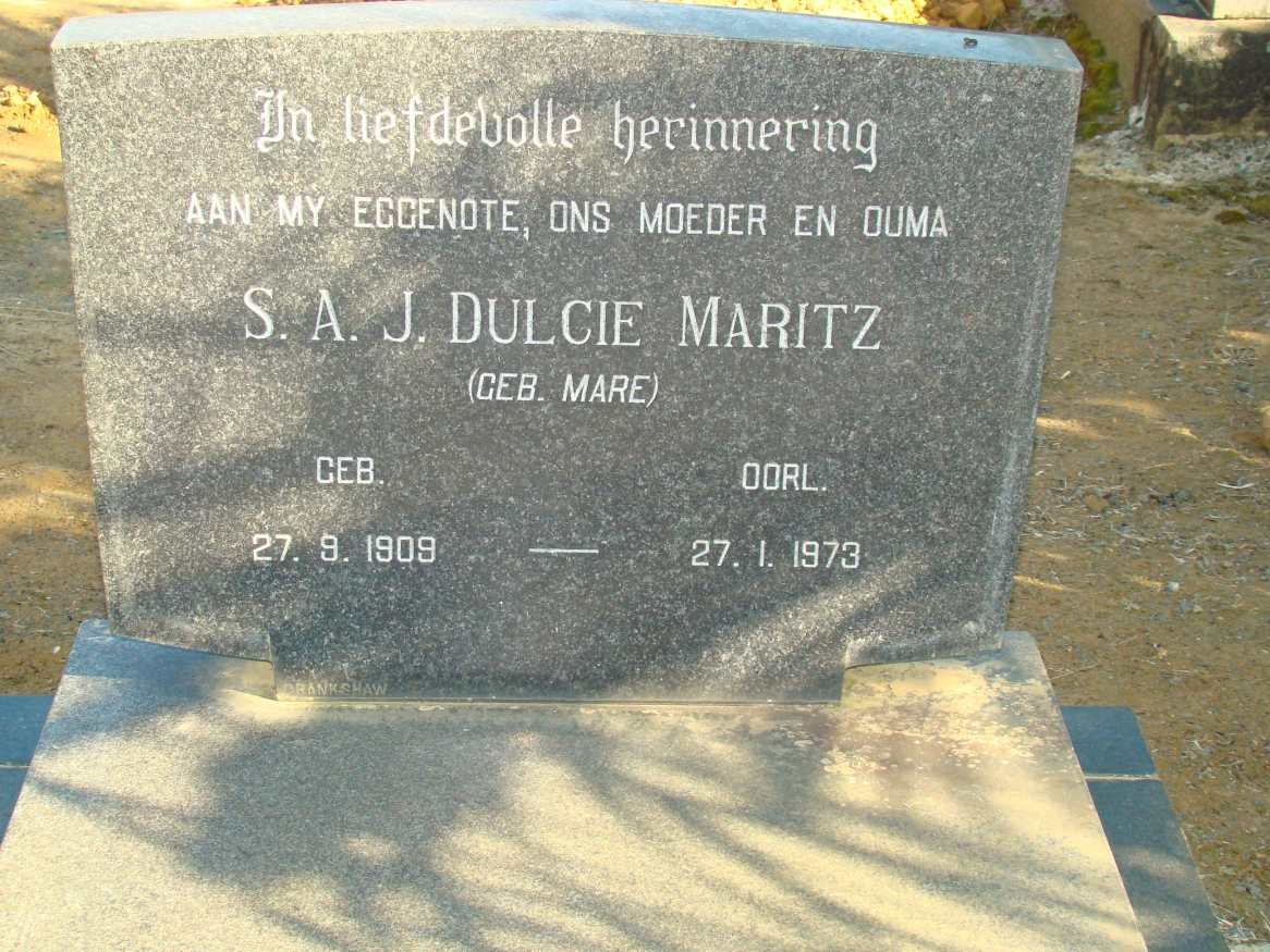 MARITZ S.A.J. neé MARE 1909-1973