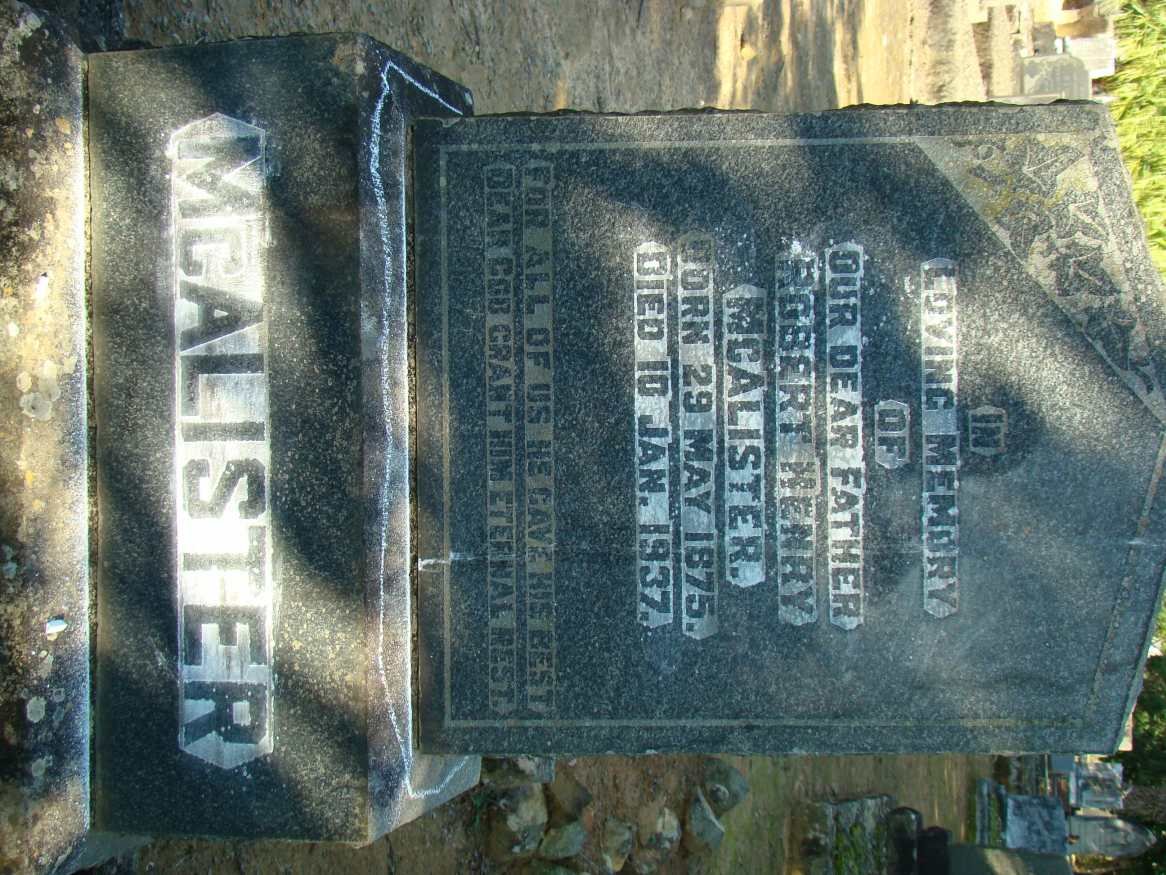 McALISTER Robert Henry 1875-1937