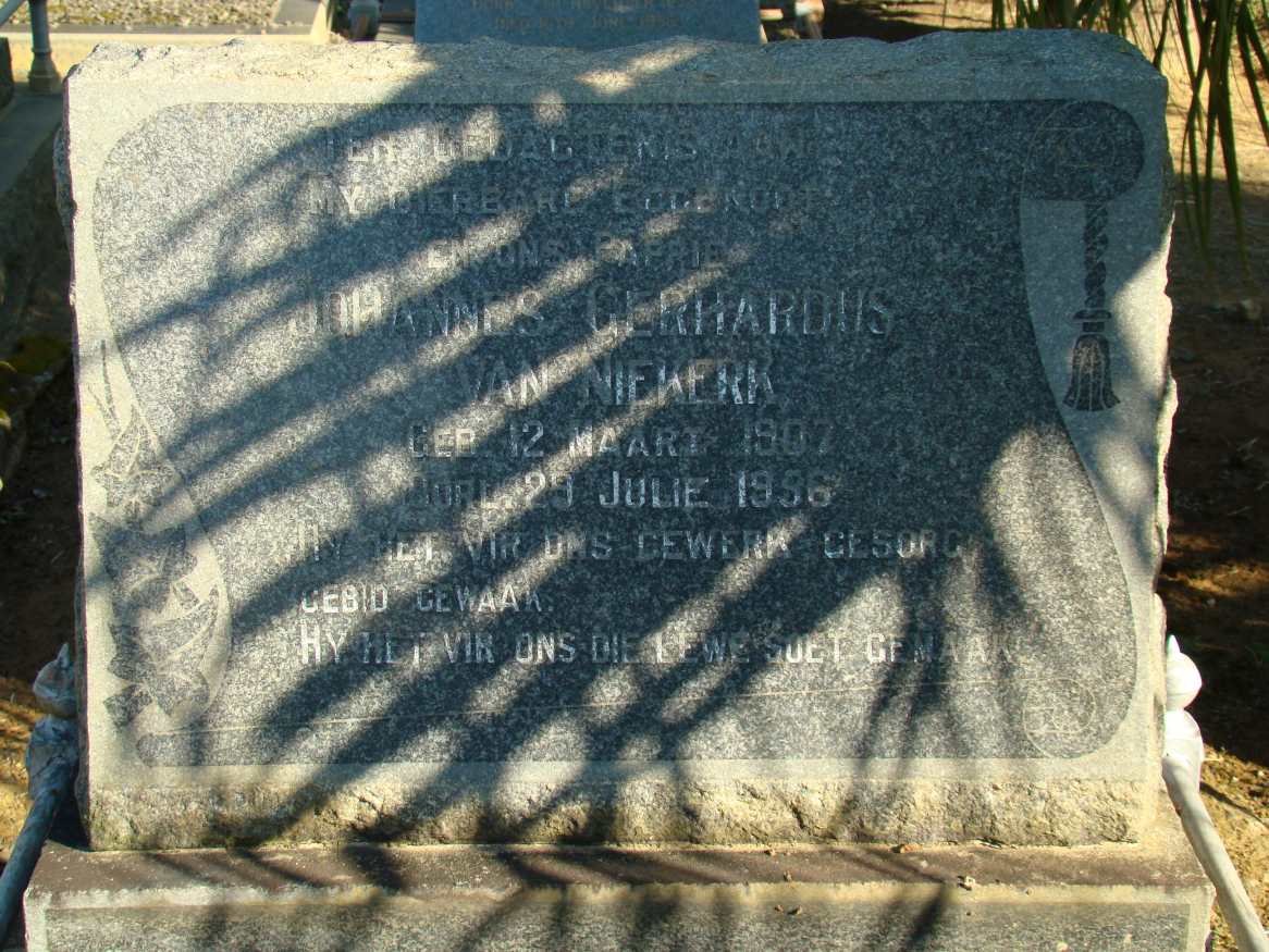 NIEKERK Johannes Gerhardus, van 1907-1996
