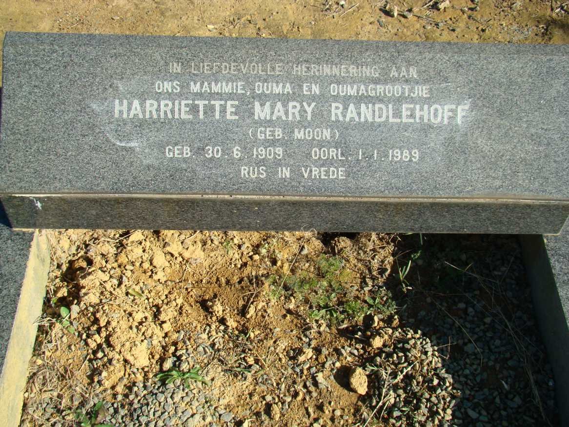 RANDLEHOFF Harriette Mary neé MOON 1909-1989