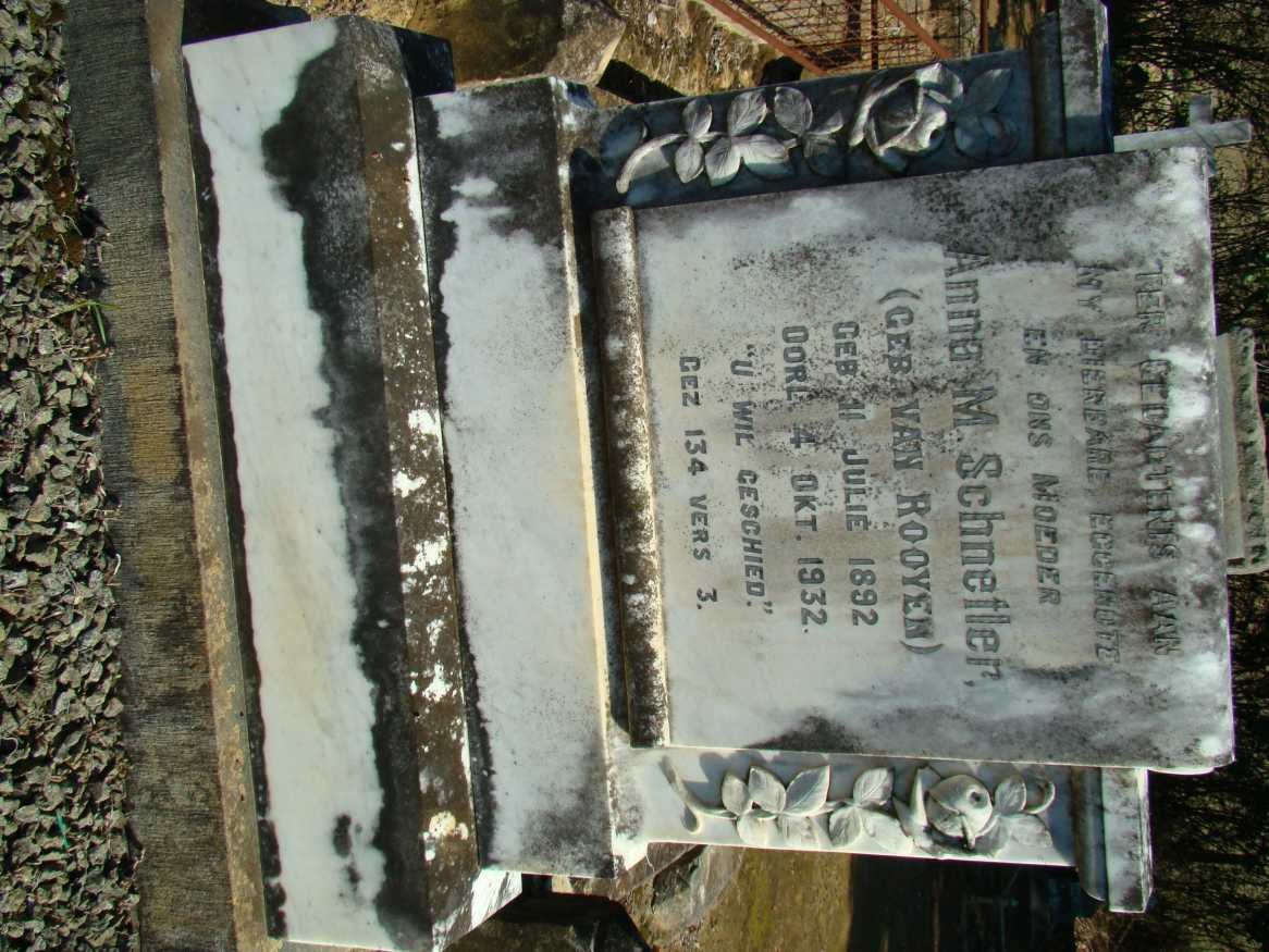 SCHNETLER Anna M. nee VAN ROOYEN 1892-1932