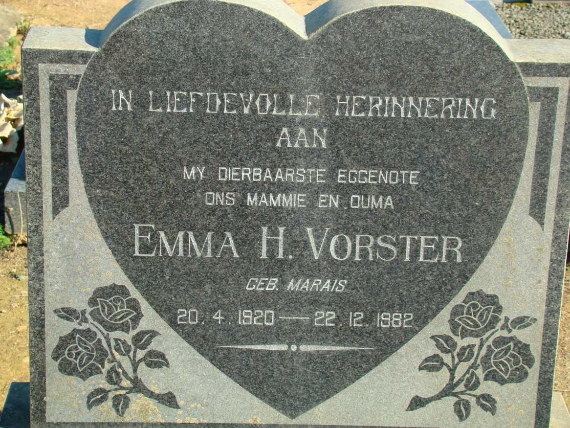 VORSTER Emma H. neé MARAIS 1920-1982
