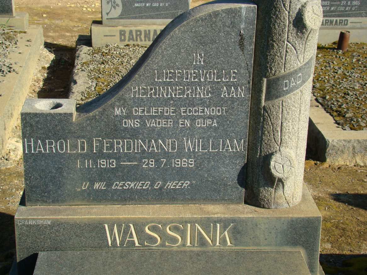 WASSINK Harold Ferdinand William 1913-1969