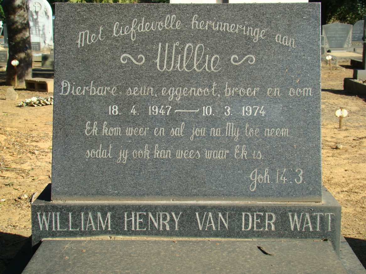 WATT William Henry, van der 1947-1974