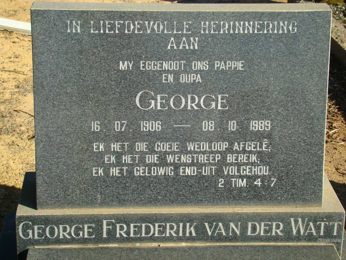 WATT George Frederik, VAN DER 1906-1989