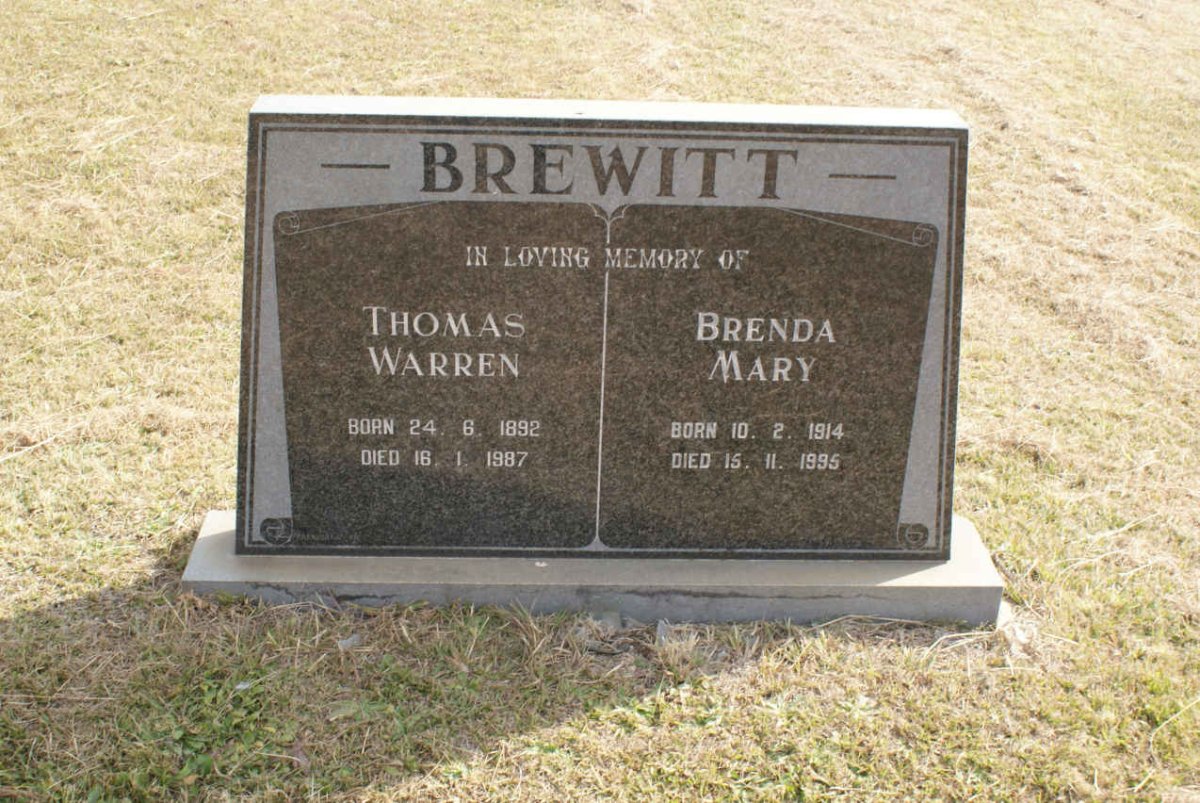 BREWITT Thomas Warren 1892-1987 &amp; Brenda Mary 1914-1995