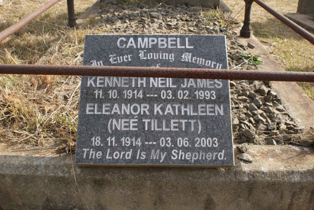CAMPBELL Kenneth Neil James 1914-1993 &amp; Eleanor Kathleen TILLETT 1914-2003