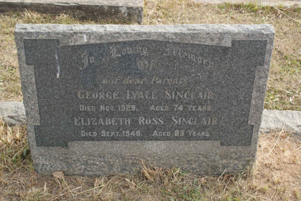 SINCLAIR George Lyall -1929 &amp; Elizabeth Ross -1949