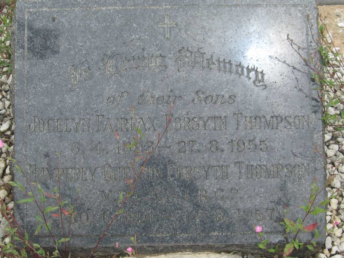 THOMPSON Jocelyn Fairfax, FORSYTH 1893-1955 :: FORSYTH-THOMPSON Humphrey Quintin 1891-1957