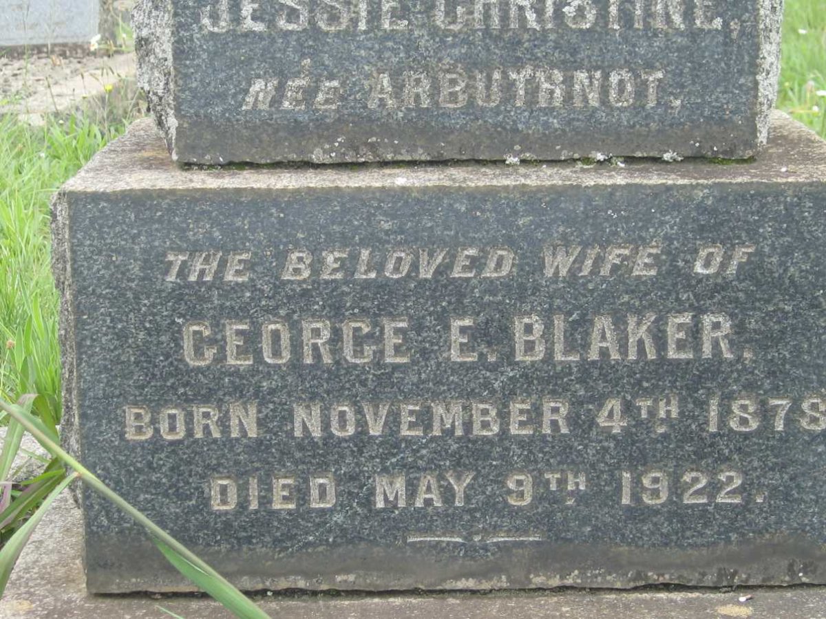 BLAKER Jessie Christine nee ARBUTHNOT 1878-1922