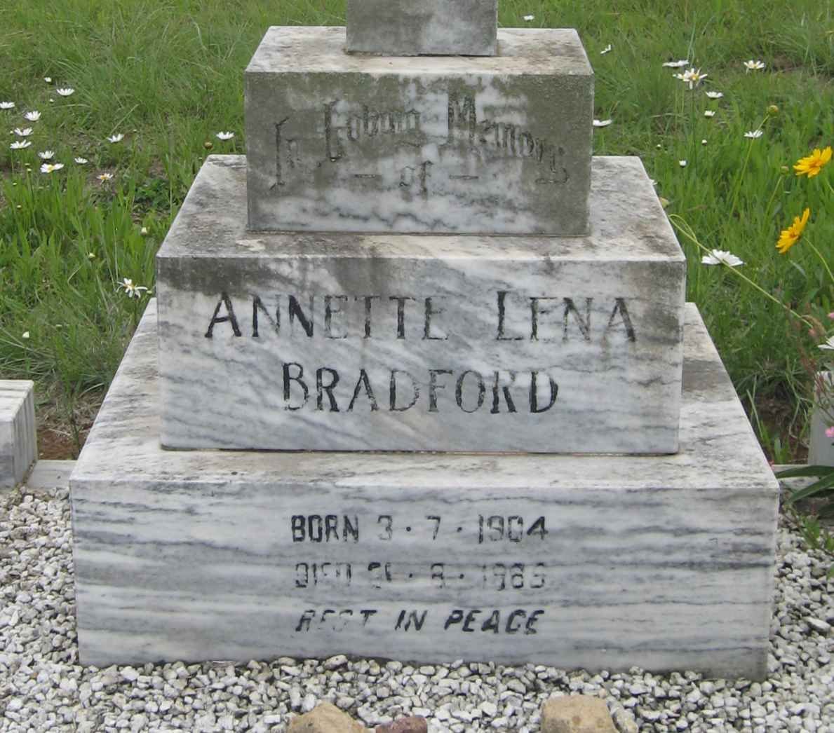 BRADFORD Annette Lena 1904-1965