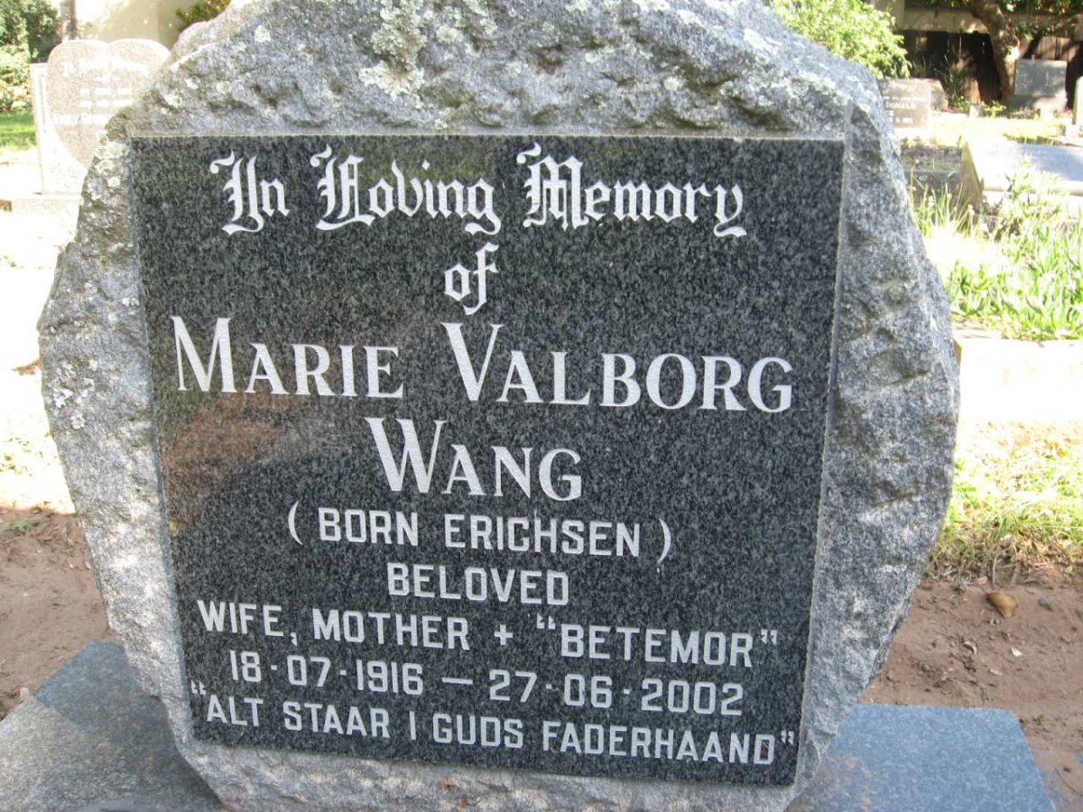 WANG Marie Valborg nee ERICHSEN 1916-2002