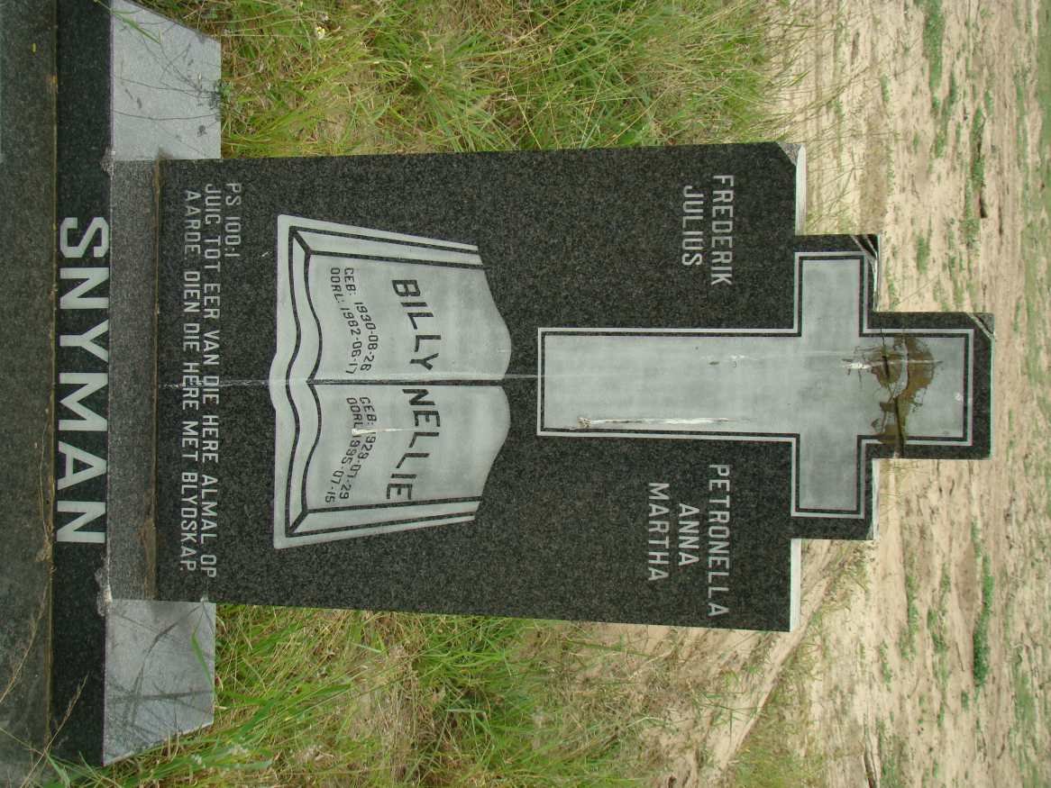 SNYMAN Frederik Julius 1930-1982 &amp; Petronella Anna Martha 1929-1995