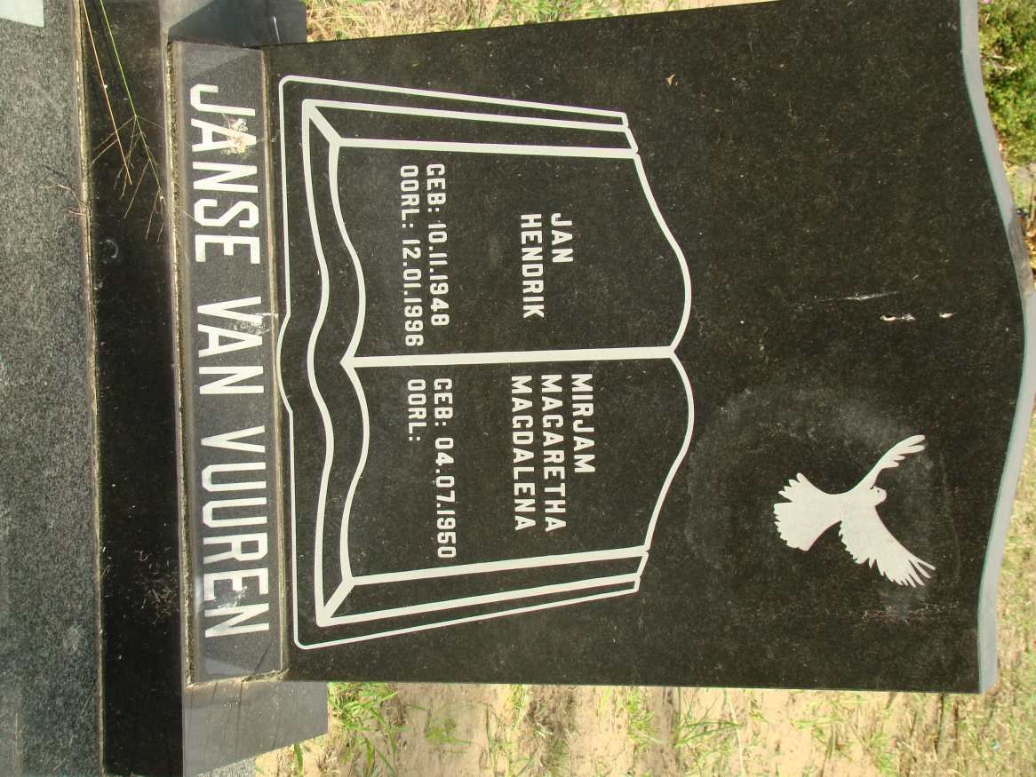 VUUREN Jan Hendrik, Janse van 1948-1996 &amp; Mirjam Magaretha Magdalena 1950-
