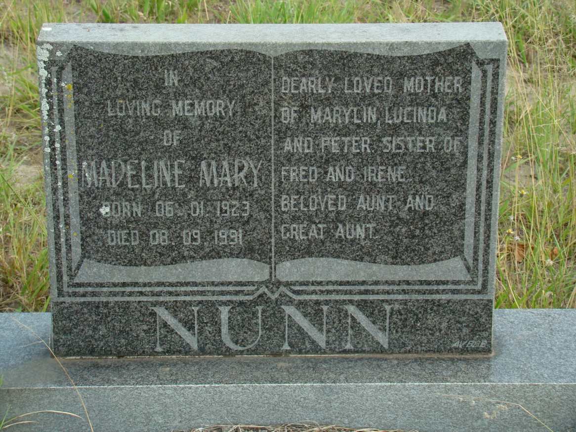 NUNN Madeline Mary 1923-1991