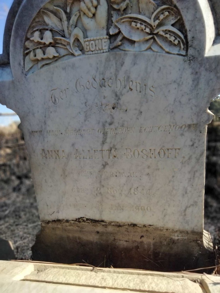 BOSHOFF Anna Alletta nee VERMAAK 1844-1900