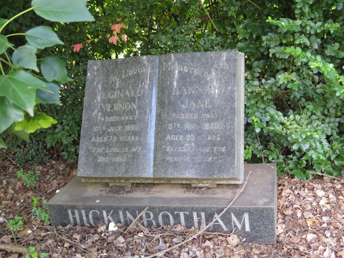 HICKINBOTHAM Reginald Vernon -196? &amp; Hannah Jane -19??