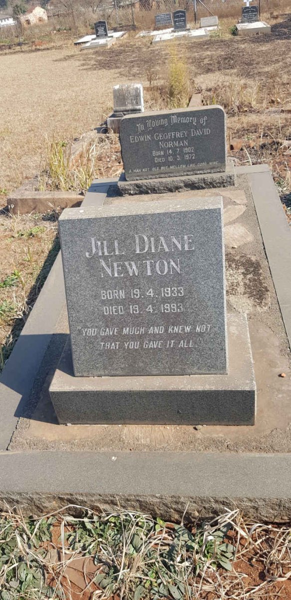 NORMAN Edwin Geoffrey David 1902-1972 :: NEWTON Jill Diane 1933-1993