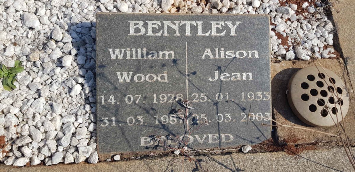 BENTLEY William Wood 1928-1987 &amp; Alison Jean 1933-2003