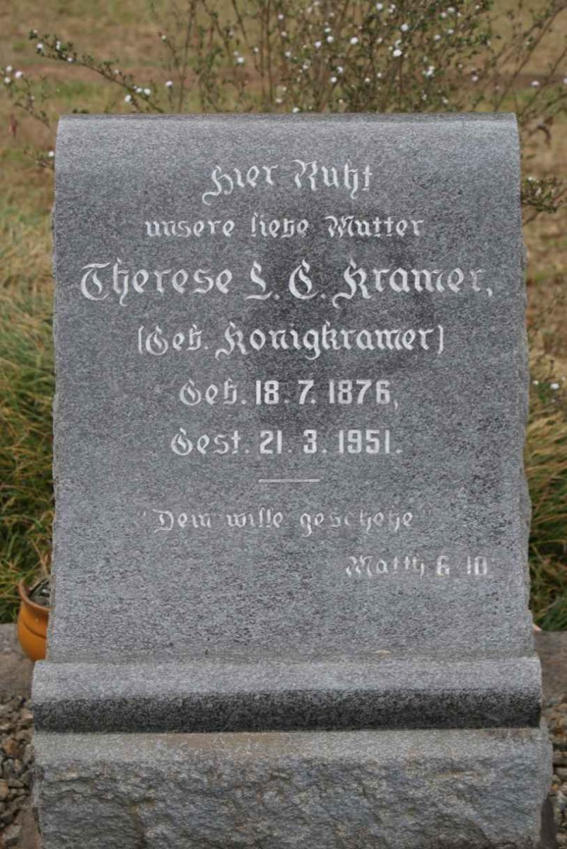 KRAMER Therese L.S. nee KONIGKRAMER 1876-1951