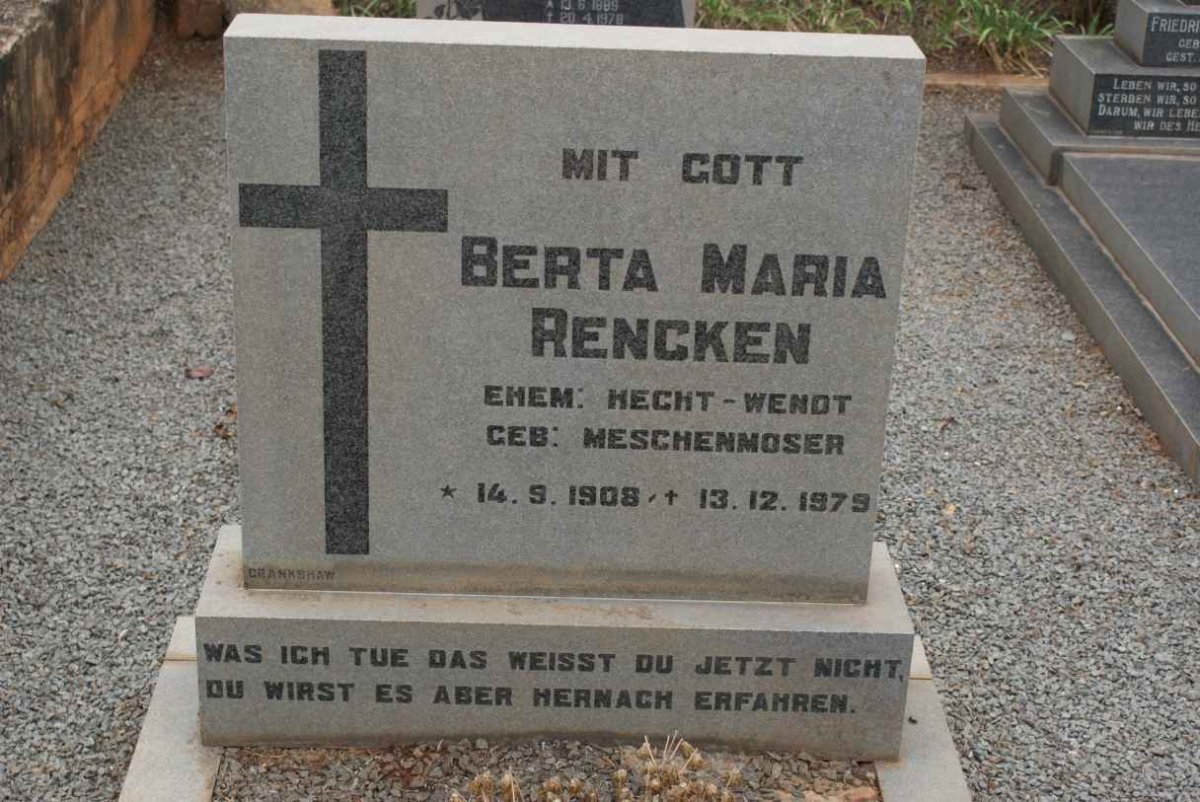 RENCKEN Berta Maria nee MESCHENMOSER 1908-1979