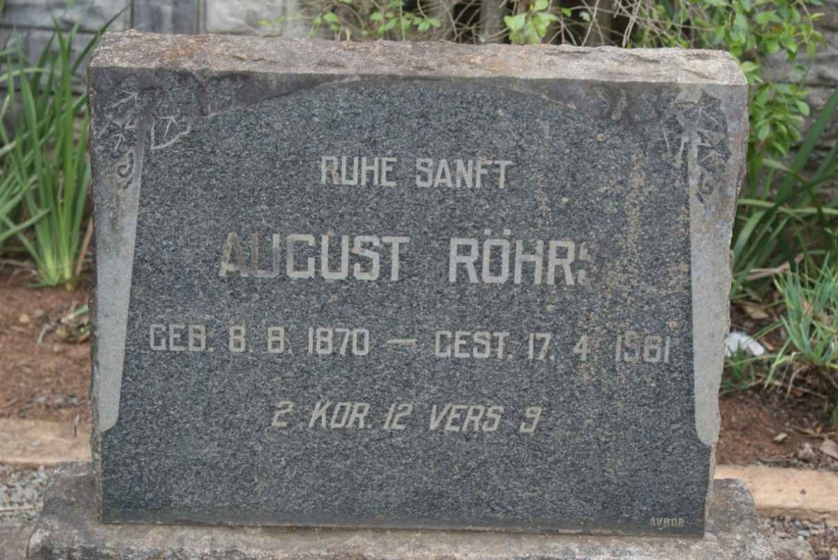 ROHR August 1870-1961