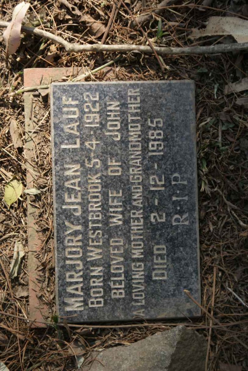 LAUF Marjory Jean nee WESTBROOK 1922-1985