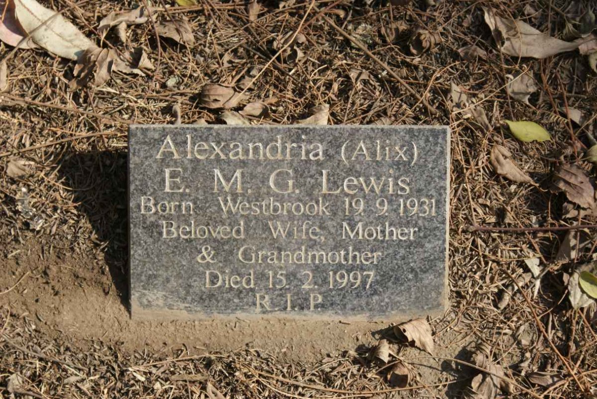 LEWIS Alexandria E.M.G. nee WESTBROOK 1931-1997