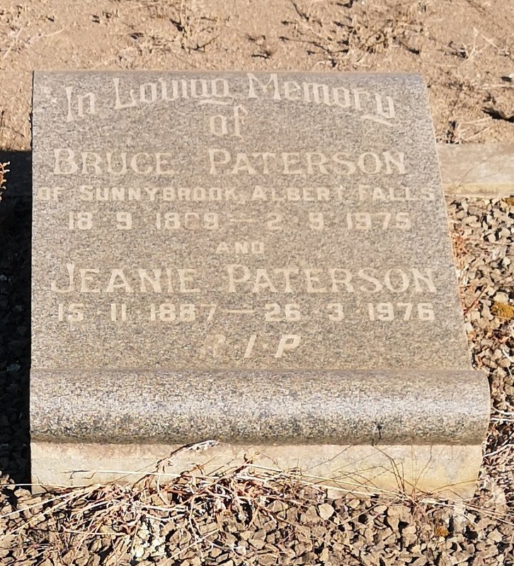 PATERSON Bruce 18?9-1975 &amp; Jeanie 1887-1976