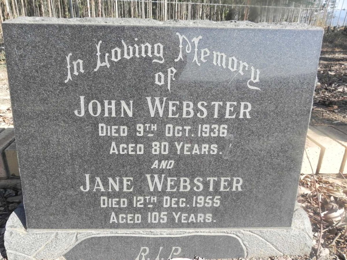 WEBSTER John -1936 &amp; Jane -1955