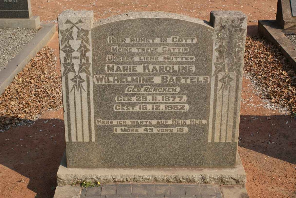 BARTELS Marie Karoline Wilhelmine nee RENCKEN 1877-1952