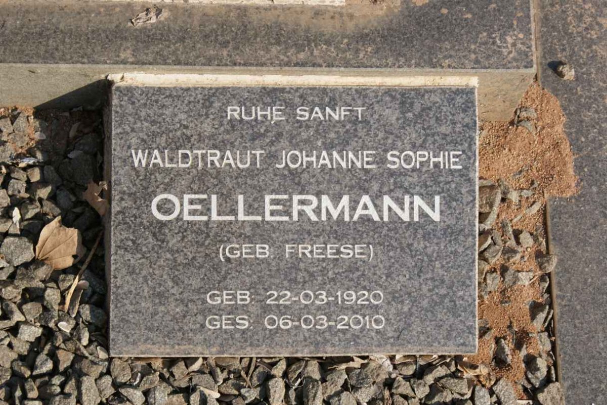 OELLERMANN Waldtraut Johanne Sophie nee FREESE 1920-2010