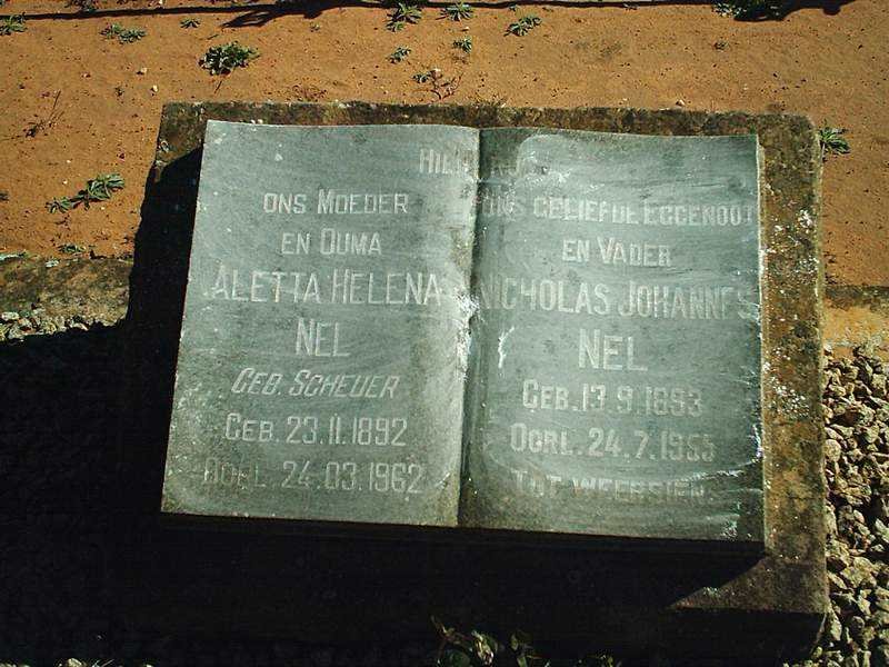 NEL Nicholas Johannes 1893-1955 &amp; Aletta Helena SCHEUER 1892-1962