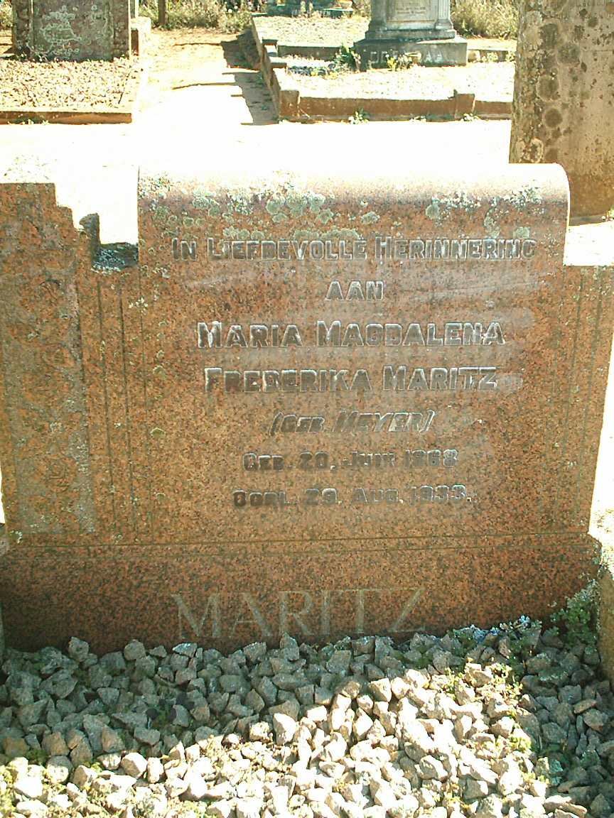 MARITZ Maria Magdalena Frederica nee MEYER 1868-1933