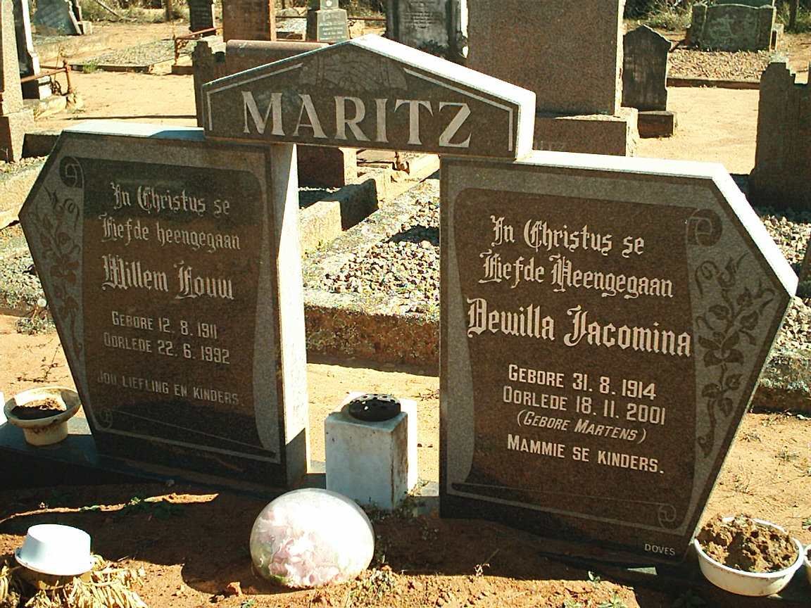 MARITZ Willem Louw  1911-1992 &amp; Dewilla Jacomina MARTENS 1914-2001
