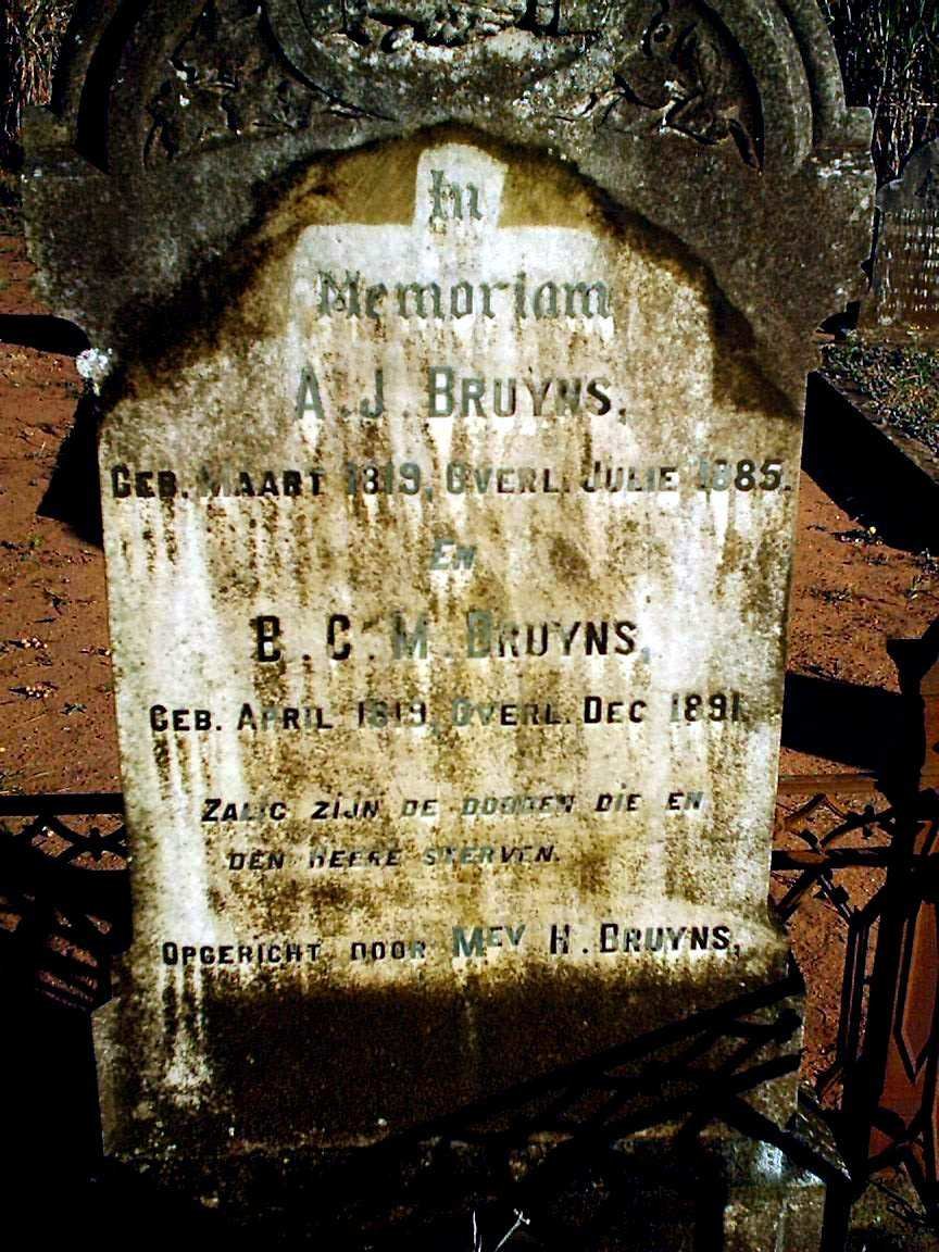 BRUYNS Andries Johannes 1819-1885 &amp; Berendina Gesiena Margaretha OPPEL 1819-1891