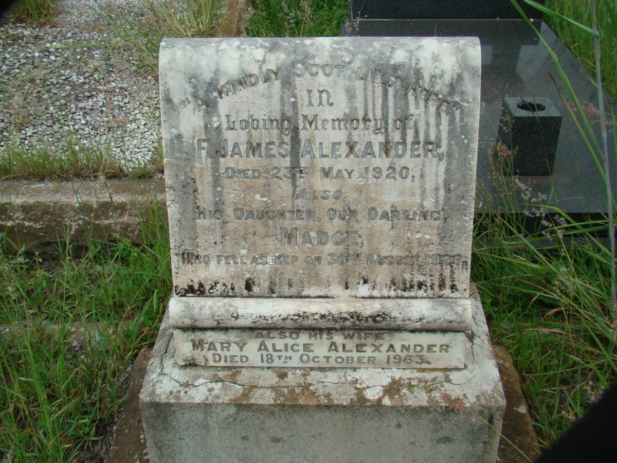 ALEXANDER F. James -1920 &amp; Mary Alice -1963 :: ALEXANDER Madge -1929