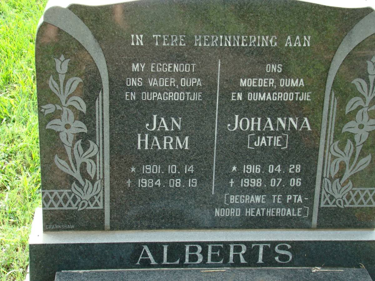 ALBERTS Jan Harm 1901-1984 &amp; Johanna 1916-1998