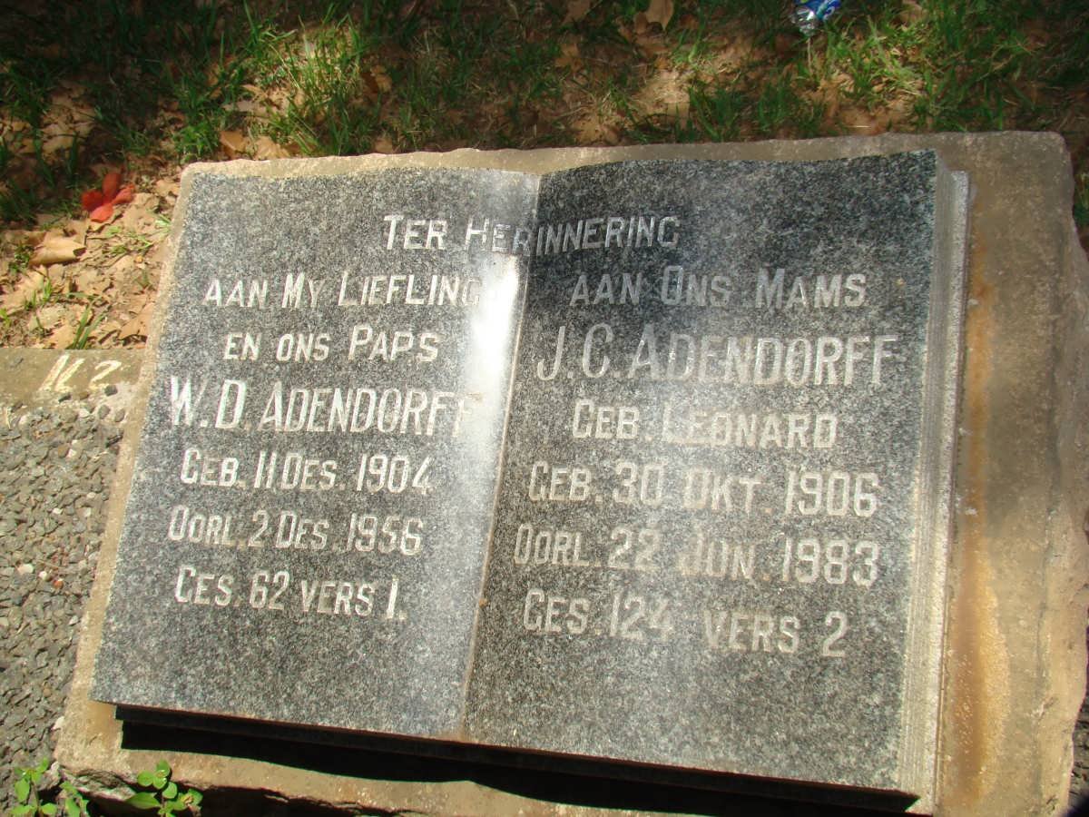 ADENDORFF W.D. 1904-1956 &amp; J.C. LEONARD 1906-1983