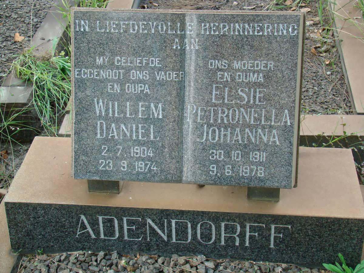 ADENDORFF Willem Daniel 1904-1974 &amp; Elsie Petronella Johanna 1911-1978