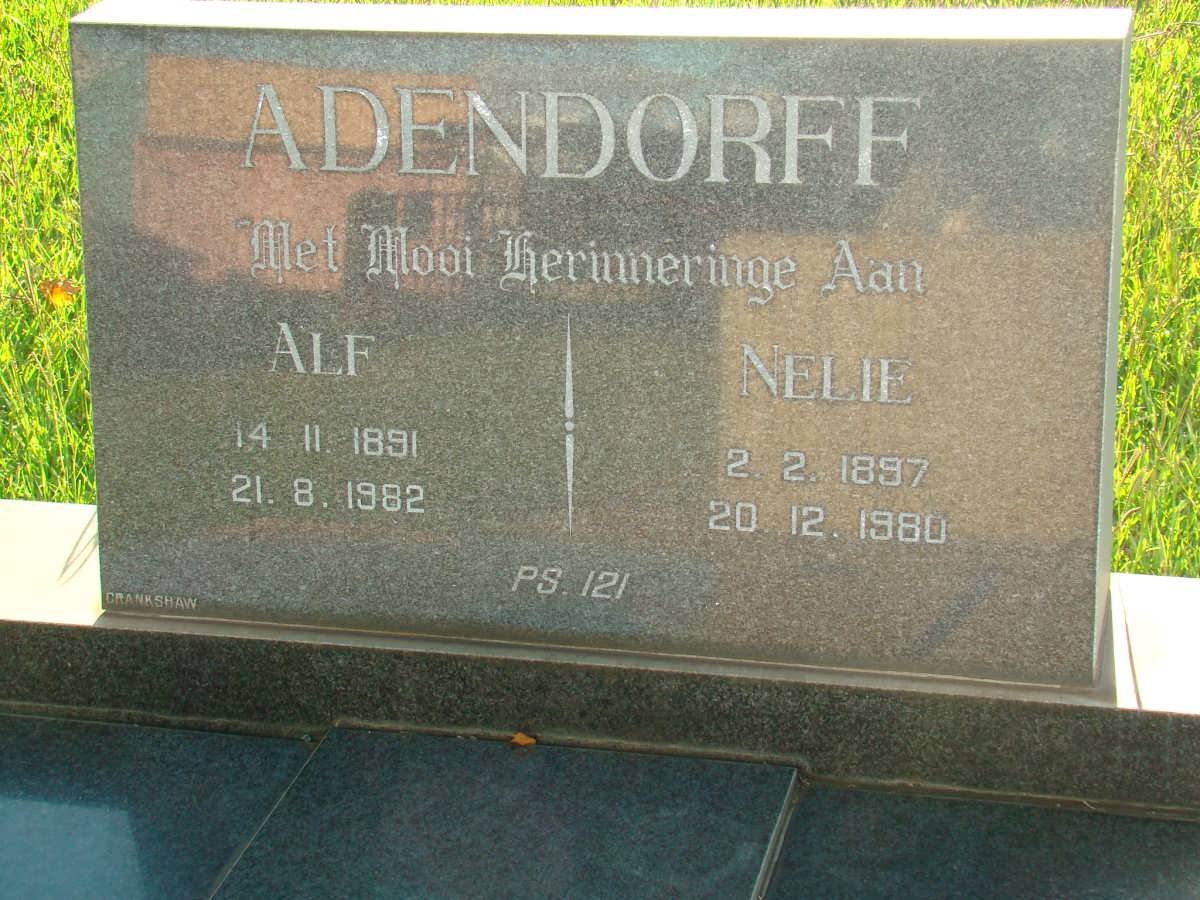 ADENDORFF Alf 1891-1982 &amp; Nelie 1897-1980