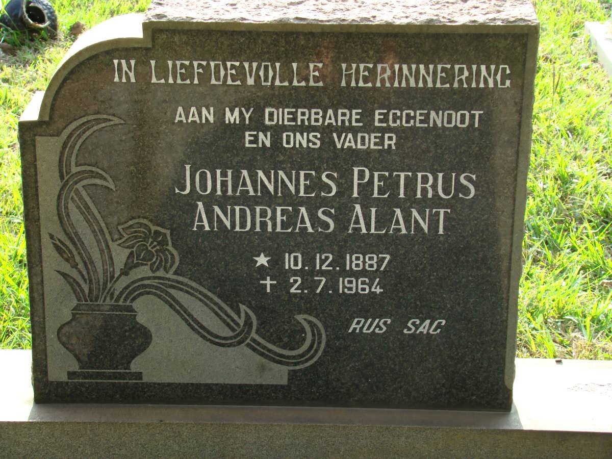 ALANT Johannes Petrus Andreas 1887-1964
