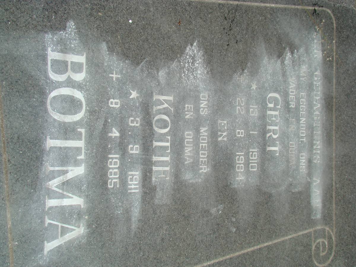 BOTMA Gert 1910-1984 &amp; Kotie BOTMA 1911-1985