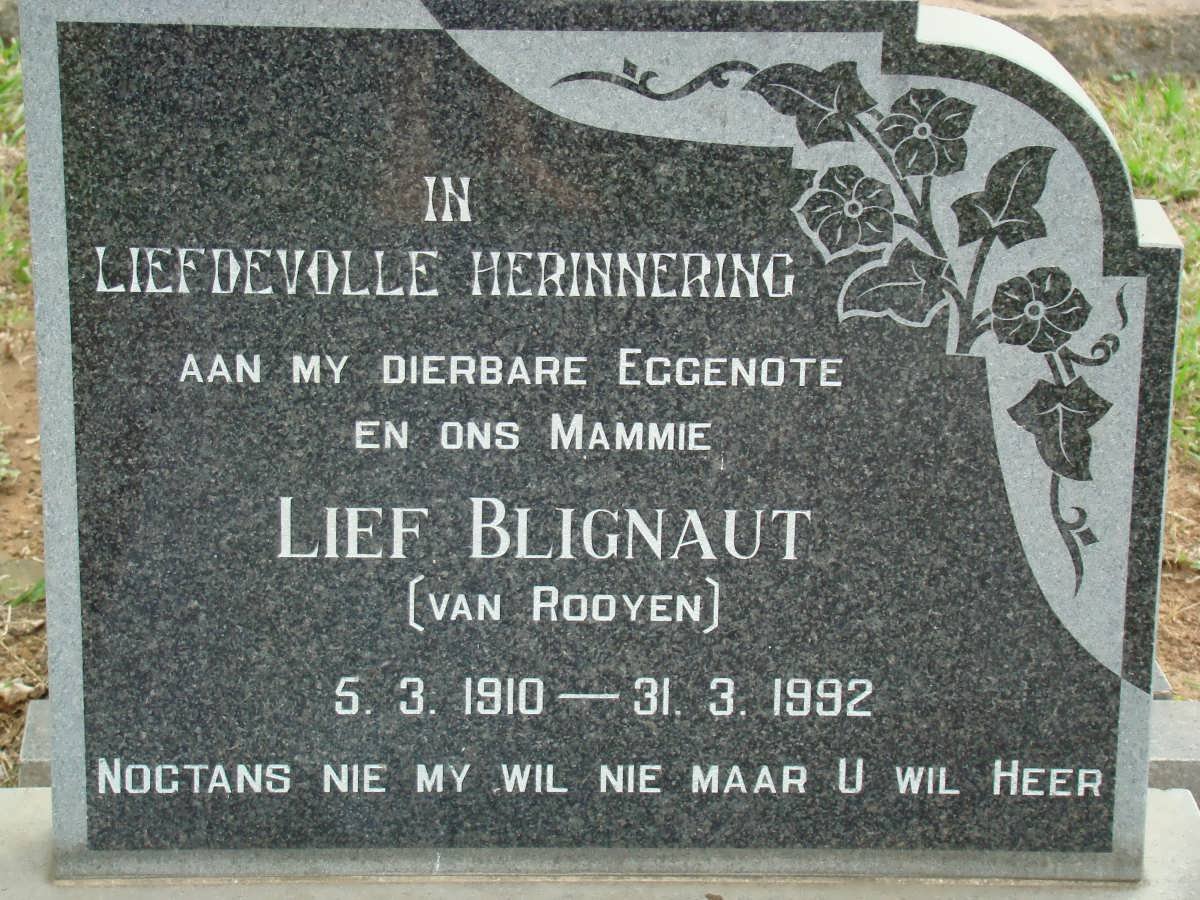 BLIGNAUT Lief nee VAN ROOYEN 1910-1992