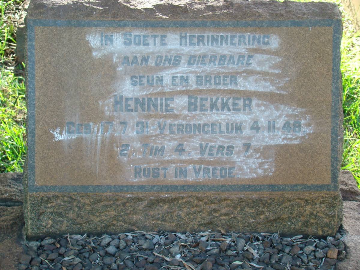 BEKKER Hennie 1931-1948