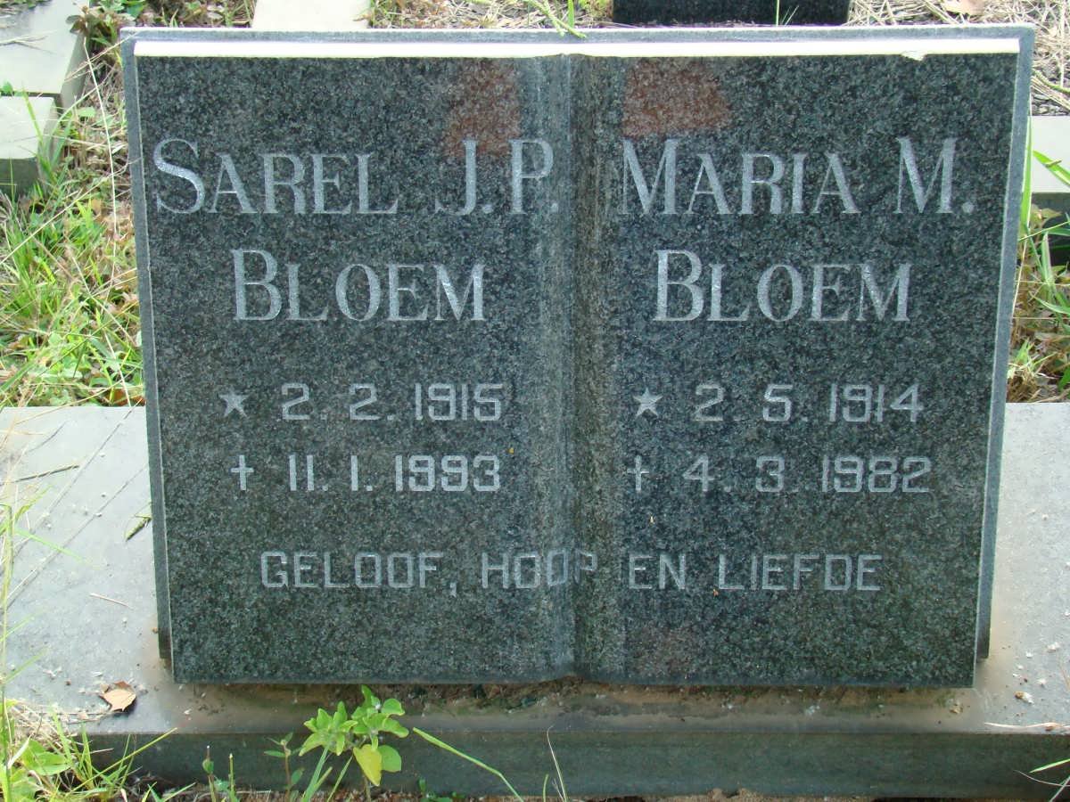 BLOEM Sarel J.P. 1915-1993 &amp; Maria M. 1914-1982